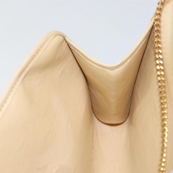 Christian Dior Trotter Canvas Chain Shoulder Bag Beige Gold Auth 153098
