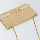 Christian Dior Trotter Canvas Chain Shoulder Bag Beige Gold Auth 153098-6
