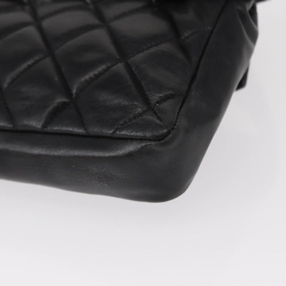 CHANEL COCO Mark Matelasse Waist bag Leather Black Gold CC Auth 153101