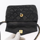 CHANEL COCO Mark Matelasse Waist bag Leather Black Gold CC Auth 153101-16