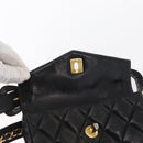 CHANEL COCO Mark Matelasse Waist bag Leather Black Gold CC Auth 153101-17