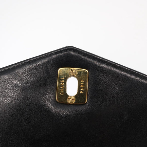 CHANEL COCO Mark Matelasse Waist bag Leather Black Gold CC Auth 153101