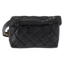 CHANEL COCO Mark Matelasse Waist bag Leather Black Gold CC Auth 153101-3