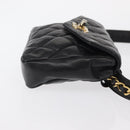 CHANEL COCO Mark Matelasse Waist bag Leather Black Gold CC Auth 153101-4
