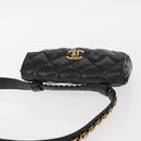 CHANEL COCO Mark Matelasse Waist bag Leather Black Gold CC Auth 153101-6