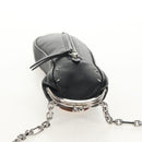 Maison Margiela Chain Tabi Style Shoulder Bag Leather Black Silver Auth 153102M-14