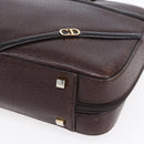 Christian Dior Hand Bag Leather Brown Gold Auth 153104-9