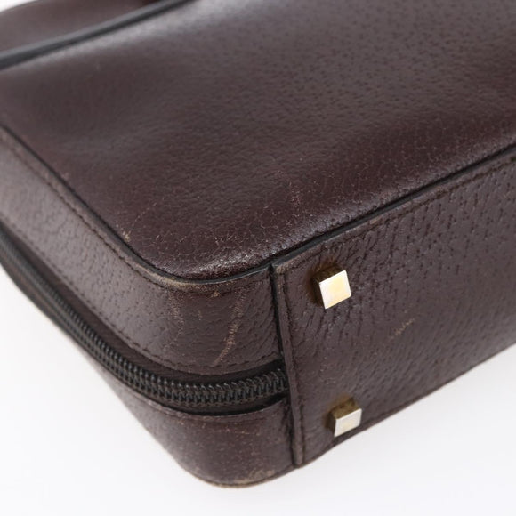 Christian Dior Hand Bag Leather Brown Gold Auth 153104