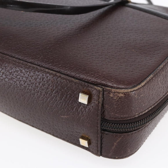 Christian Dior Hand Bag Leather Brown Gold Auth 153104