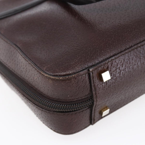 Christian Dior Hand Bag Leather Brown Gold Auth 153104