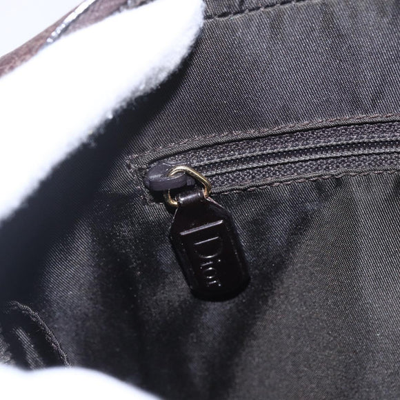 Christian Dior Hand Bag Leather Brown Gold Auth 153104