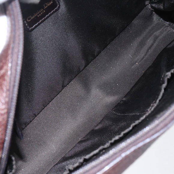 Christian Dior Hand Bag Leather Brown Gold Auth 153104