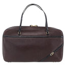 Christian Dior Hand Bag Leather Brown Gold Auth 153104-13