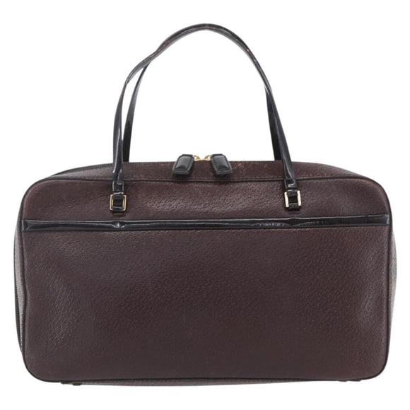 Christian Dior Hand Bag Leather Brown Gold Auth 153104