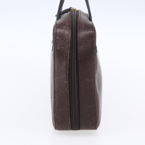 Christian Dior Hand Bag Leather Brown Gold Auth 153104