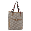 GUCCI GG Plus Supreme Web Sherry Line Tote Bag PVC Beige Red Auth 153107-1