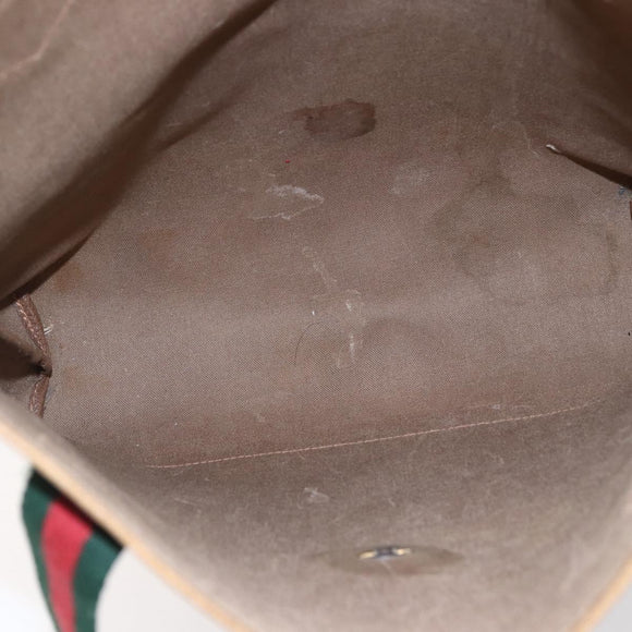 GUCCI GG Plus Supreme Web Sherry Line Tote Bag PVC Beige Red Auth 153107