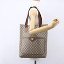 GUCCI GG Plus Supreme Web Sherry Line Tote Bag PVC Beige Red Auth 153107-20