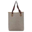 GUCCI GG Plus Supreme Web Sherry Line Tote Bag PVC Beige Red Auth 153107-2