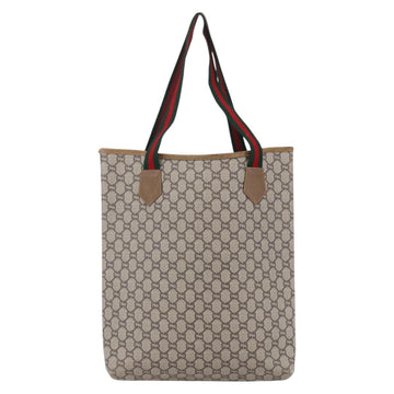 GUCCI GG Plus Supreme Web Sherry Line Tote Bag PVC Beige Red Auth 153107 - 0