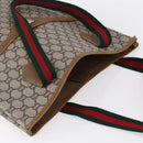 GUCCI GG Plus Supreme Web Sherry Line Tote Bag PVC Beige Red Auth 153107-6