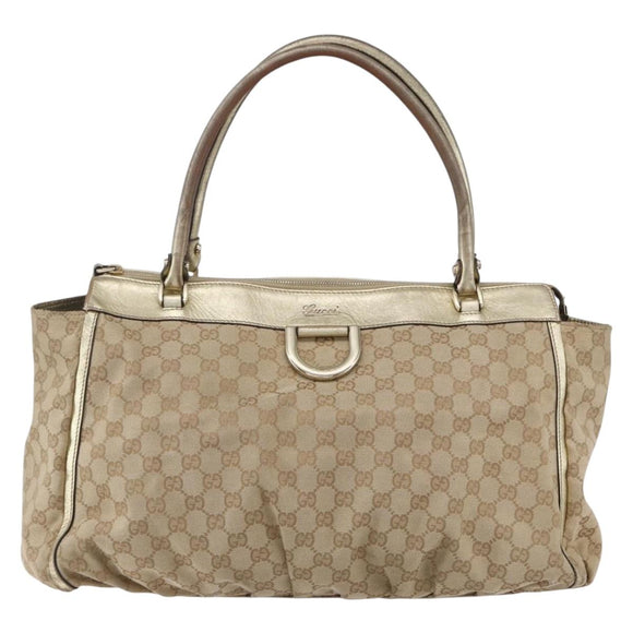 GUCCI GG Canvas Abbey Tote Bag Beige Gold 190248 Auth 153108