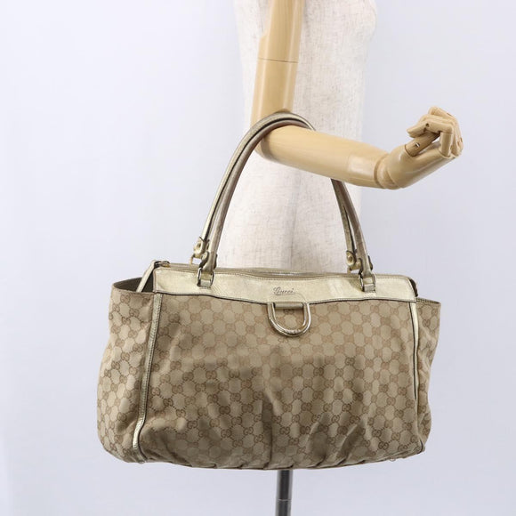 GUCCI GG Canvas Abbey Tote Bag Beige Gold 190248 Auth 153108