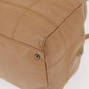 CHANEL Choco Bar Shoulder Bag Caviar Skin Beige Silver CC Auth 153112-15