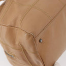 CHANEL Choco Bar Shoulder Bag Caviar Skin Beige Silver CC Auth 153112-16