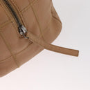 CHANEL Choco Bar Shoulder Bag Caviar Skin Beige Silver CC Auth 153112-17