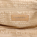 CHANEL Choco Bar Shoulder Bag Caviar Skin Beige Silver CC Auth 153112-19