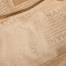 CHANEL Choco Bar Shoulder Bag Caviar Skin Beige Silver CC Auth 153112-11