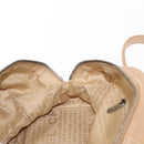 CHANEL Choco Bar Shoulder Bag Caviar Skin Beige Silver CC Auth 153112-21