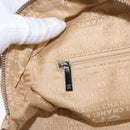 CHANEL Choco Bar Shoulder Bag Caviar Skin Beige Silver CC Auth 153112-22