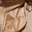 CHANEL Choco Bar Shoulder Bag Caviar Skin Beige Silver CC Auth 153112-23