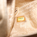 CHANEL Choco Bar Shoulder Bag Caviar Skin Beige Silver CC Auth 153112-12