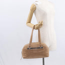 CHANEL Choco Bar Shoulder Bag Caviar Skin Beige Silver CC Auth 153112-24