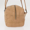 CHANEL Choco Bar Shoulder Bag Caviar Skin Beige Silver CC Auth 153112-3