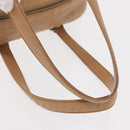 CHANEL Choco Bar Shoulder Bag Caviar Skin Beige Silver CC Auth 153112-7