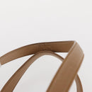 CHANEL Choco Bar Shoulder Bag Caviar Skin Beige Silver CC Auth 153112-8