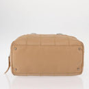 CHANEL Choco Bar Shoulder Bag Caviar Skin Beige Silver CC Auth 153112-5