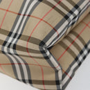BURBERRY Nova Check Tote Bag Nylon Beige Silver Auth 153114-10