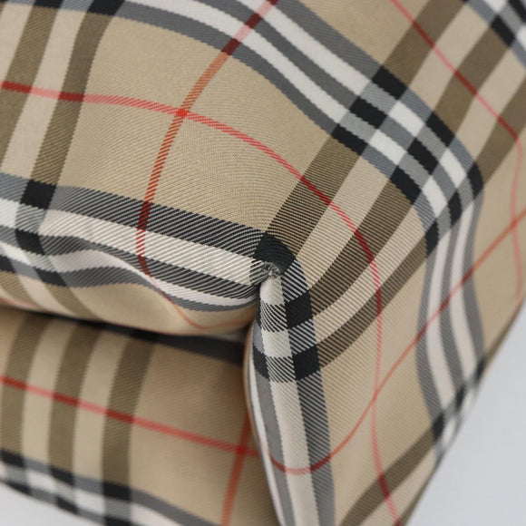 BURBERRY Nova Check Tote Bag Nylon Beige Silver Auth 153114