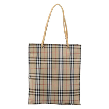 BURBERRY Nova Check Tote Bag Nylon Beige Silver Auth 153114 - 0