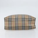 BURBERRY Nova Check Tote Bag Nylon Beige Silver Auth 153114-9