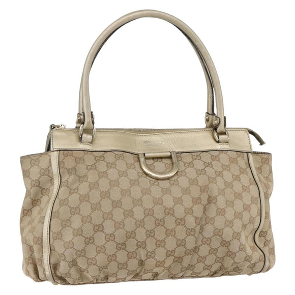GUCCI GG Canvas Abbey Tote Bag Beige Gold 189831 Auth 153115