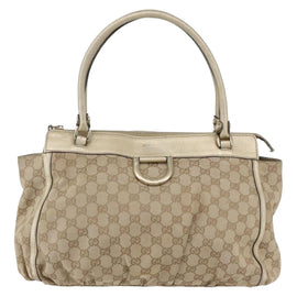 GUCCI GG Canvas Abbey Tote Bag Beige Gold 189831 Auth 153115 - 0