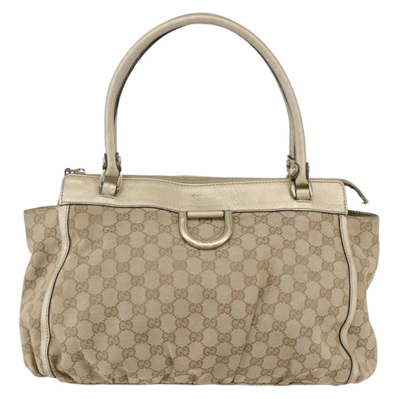 GUCCI GG Canvas Abbey Tote Bag Beige Gold 189831 Auth 153115