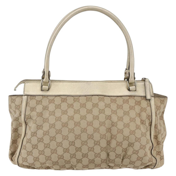 GUCCI GG Canvas Abbey Tote Bag Beige Gold 189831 Auth 153115