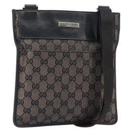 GUCCI GG Canvas Shoulder Bag Brown Silver 019 0348 Auth 153116